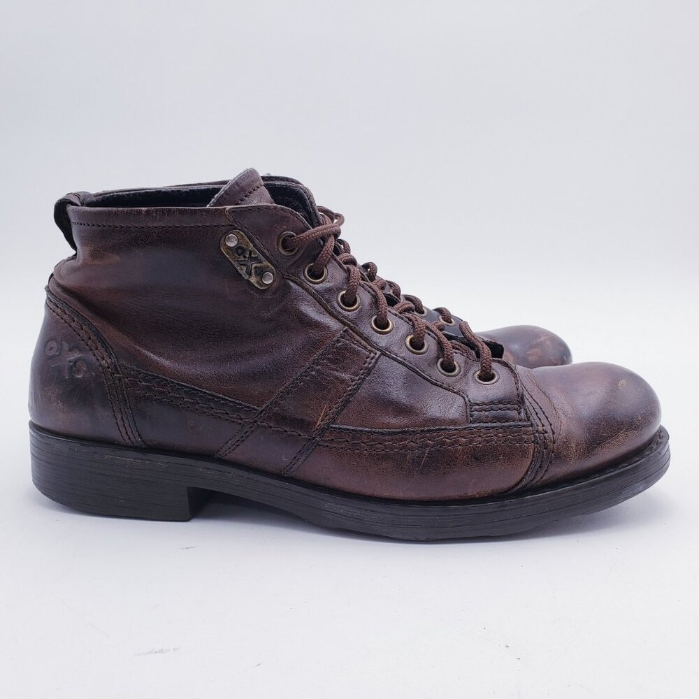 OXS Frank Ankle Military Combat Boots Brown Leather Lace Up Women's Size 38 US 8